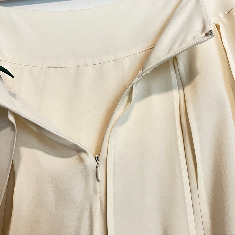 RALPH LAUREN Ivory Silk Pleated Car Wash Panel Skirt Vintage Luxury White 8 - Picture 6 of 13